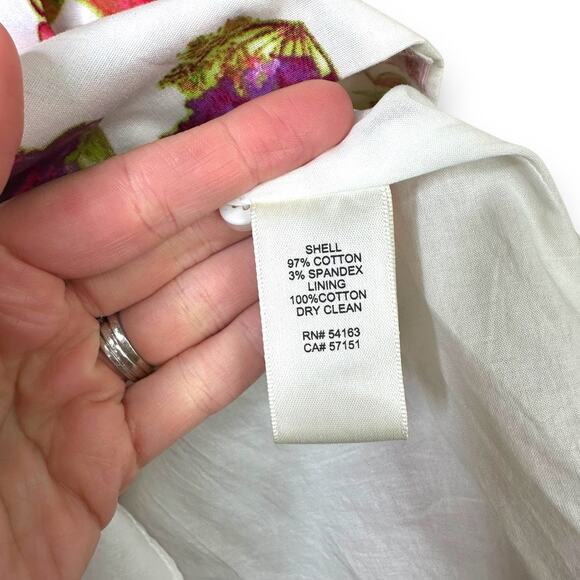 Eliza J 1950's Themed Pink Floral Collared Button Flare Skirt Midi Dress Size 0 - Picture 9 of 9